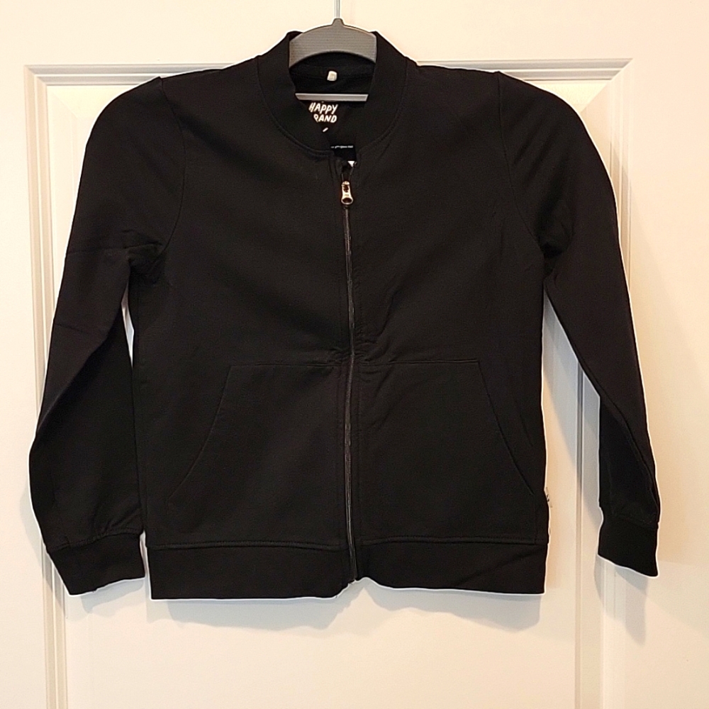 A Happy Brand Girls Full Zip Jacket Certified Organic Cotton Black Small 7/8.